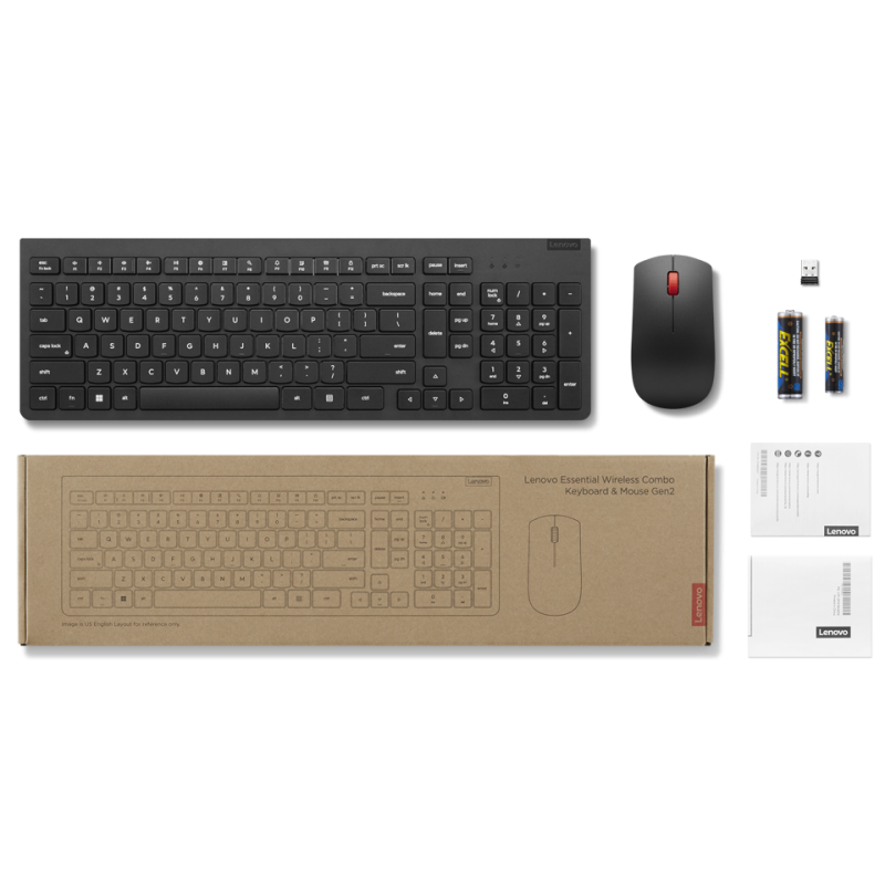 Lenovo Combo inalambrico Teclado y Mouse Gen2 Negro