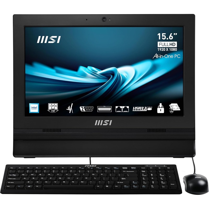 MSI PRO AP162T ADL-020 ALL-IN-ONE Intel® N100 128GB SSD 4GB 15.6" (1920x1080) TOUCHSCREEN WIN11 Pro BLACK Keyboard Mouse